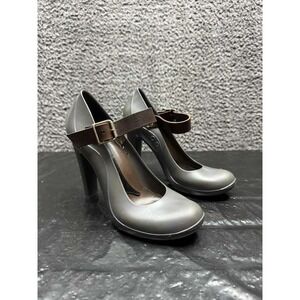 Marni PVC01 Rubber & Leather Mary Jane Pumps Dark Gray Womens Size‎ 38 EU